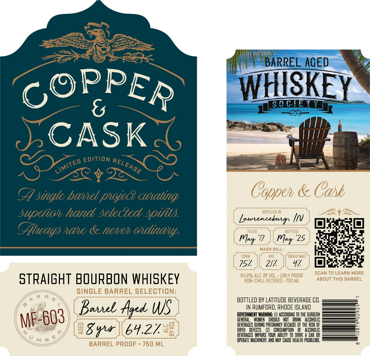 Copper & Cask 8-Year Straight Bourbon Whiskey Single Barrel Selection: MF-603