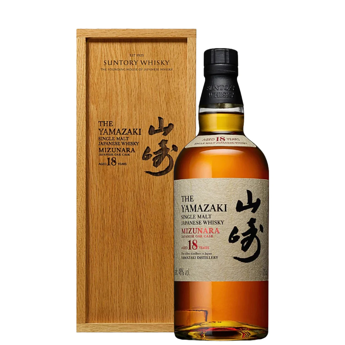 The Yamazaki Single Malt Japanese Whiskey Mizunara Oak Cask 18 Year