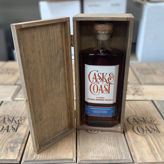 Cask and Coast California Blended Reserve Four Grain Whiskey /w Wood Gift Box