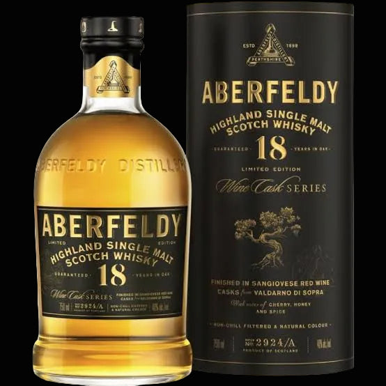 Aberfeldy Highland Single Malt Scotch Whiskey - 18 year - Wine Cask Series - Sangiovese